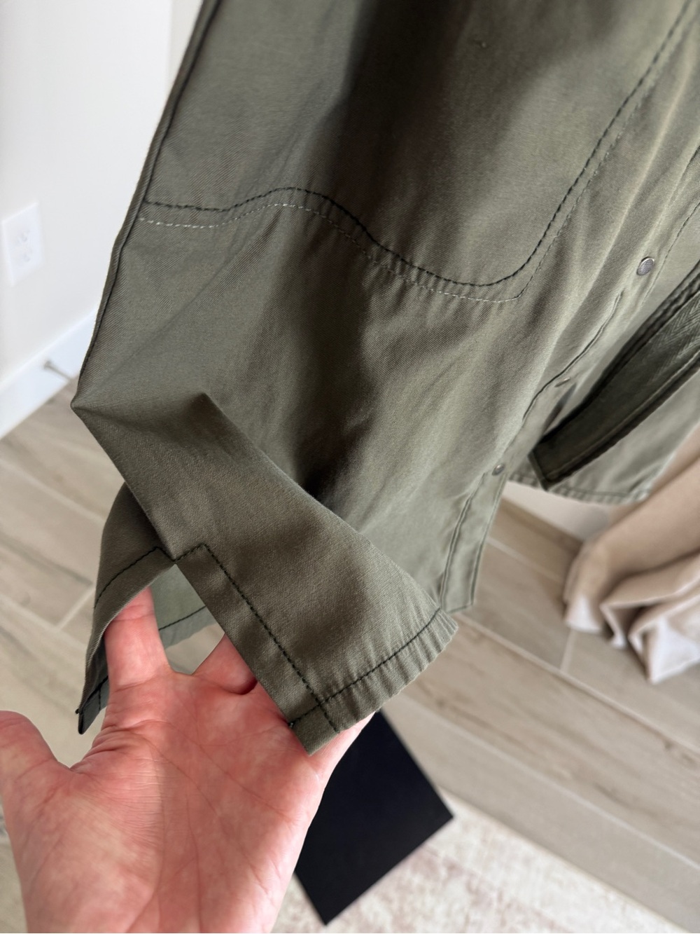 Royal Robbins Womens 10 Olive Green Utility Safari Shirt Dress Belted Travel - Picture 7 of 9